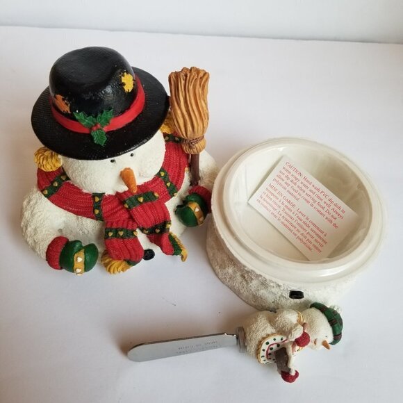 Avon Jolly Snowman Dip Set 2 Piece with Stainless Steel Spreader Knife - Picture 7 of 10